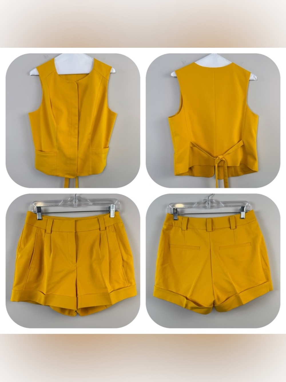 NEW New York & Co Mustard Yellow 2 Piece Set Vest and Shorts 7th Avenue L